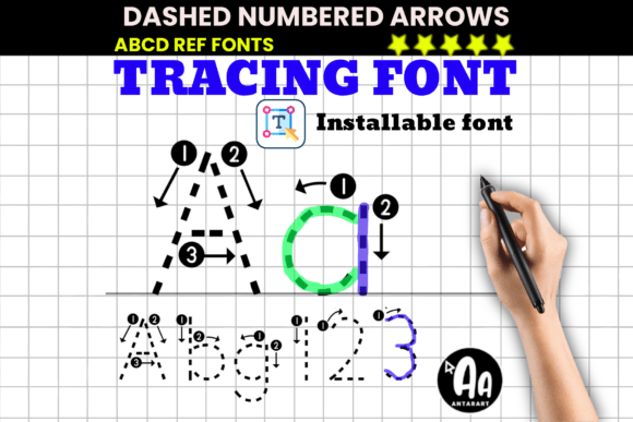 Transforming Educational Design with Dashed Arrow Tracing Fonts